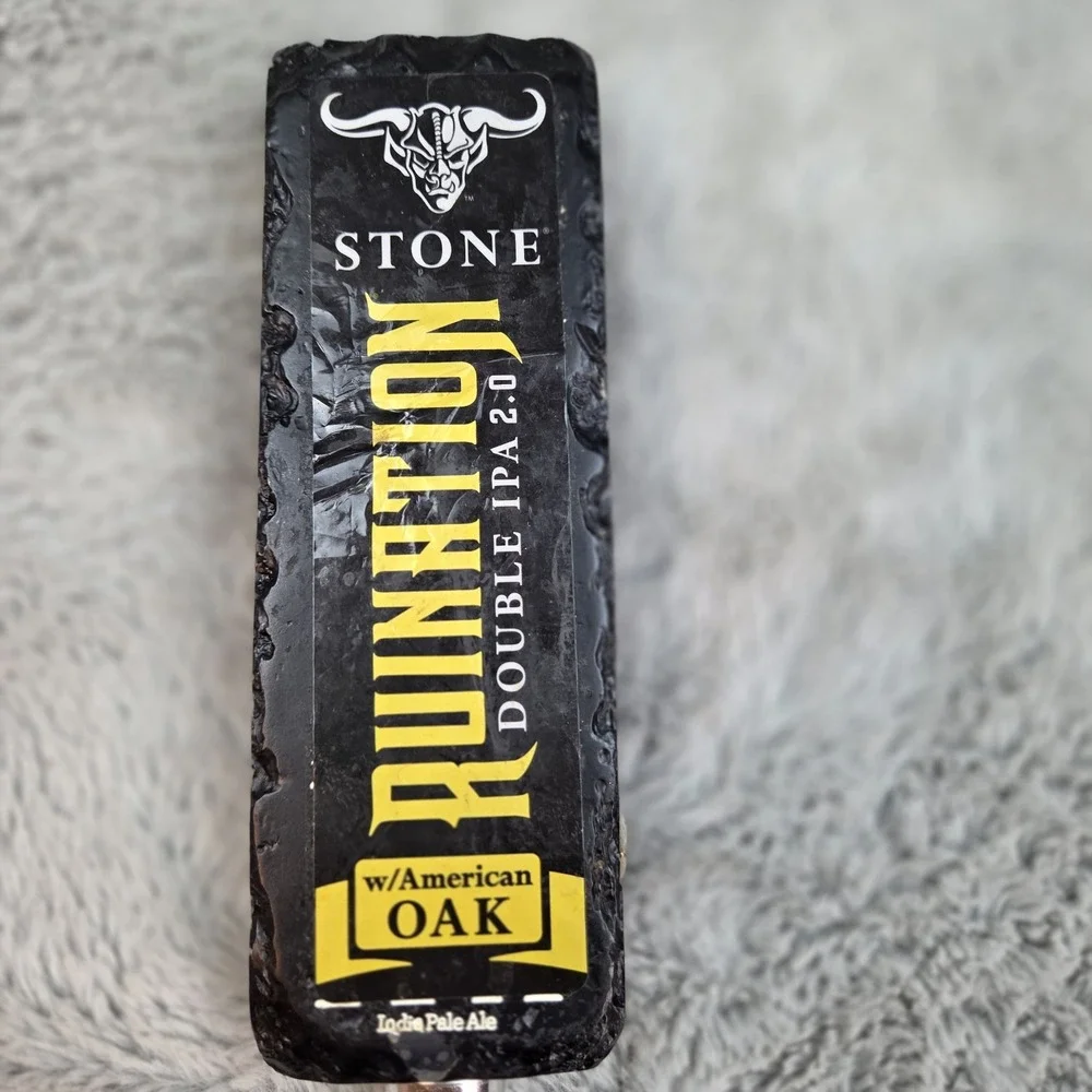 Stone Brewing Ruination‎ Double IPA 2.0 Tap Handle OS Faux Stone Black New